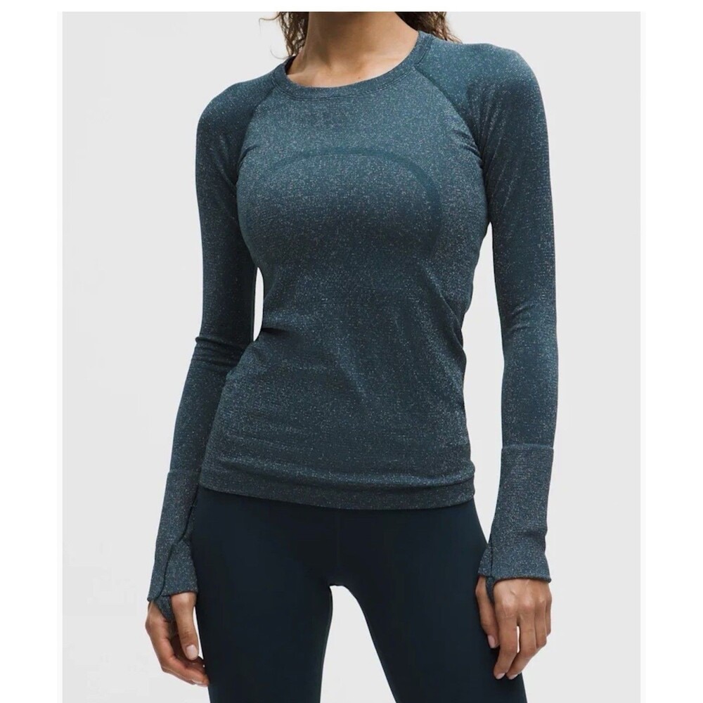Lululemon Run Swiftly Tech Long Sleeve Tee Top Shirt Blue Hip Length Women’s 8 M